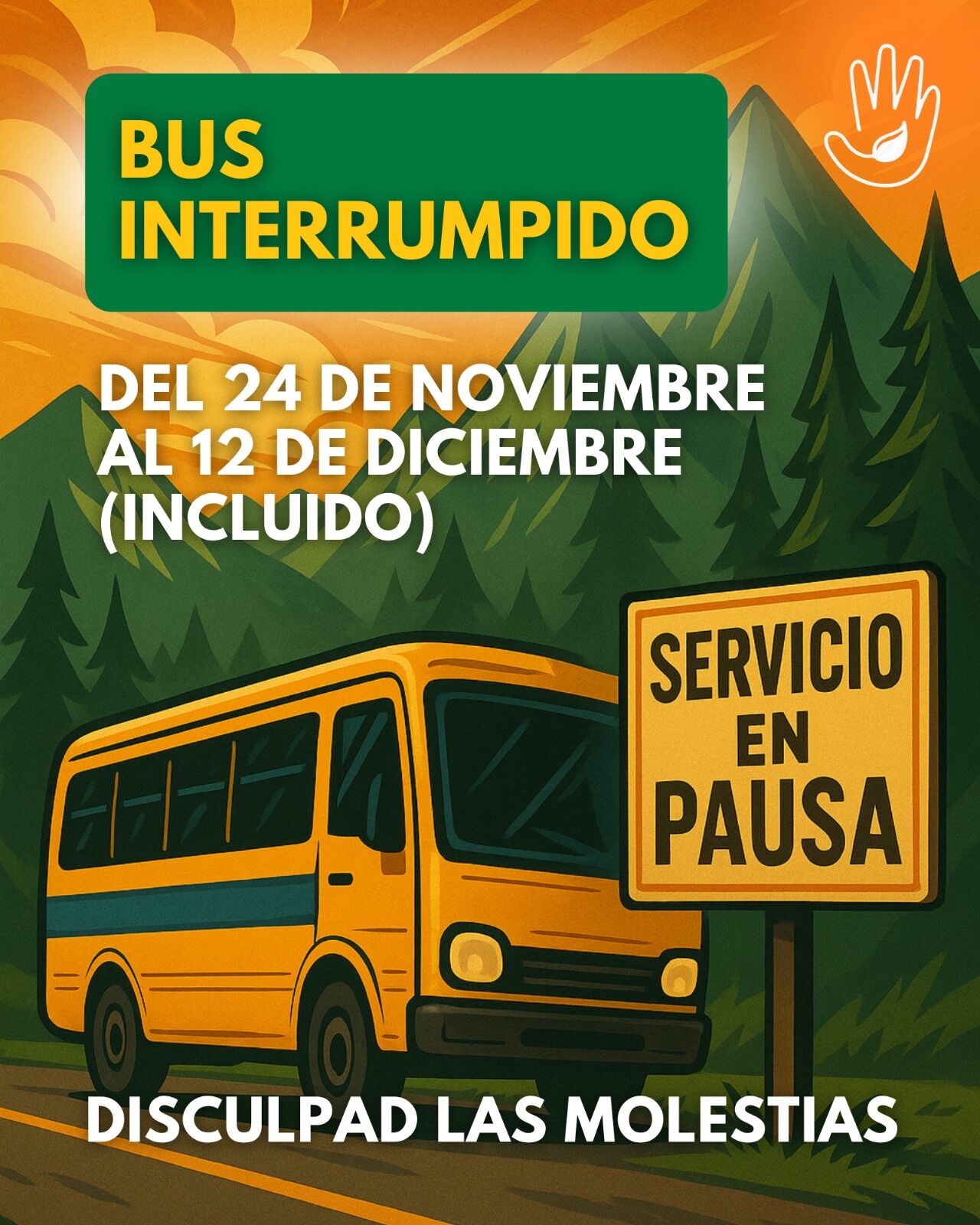No bus Alcalá Teruel del 24 nov al 12 dic